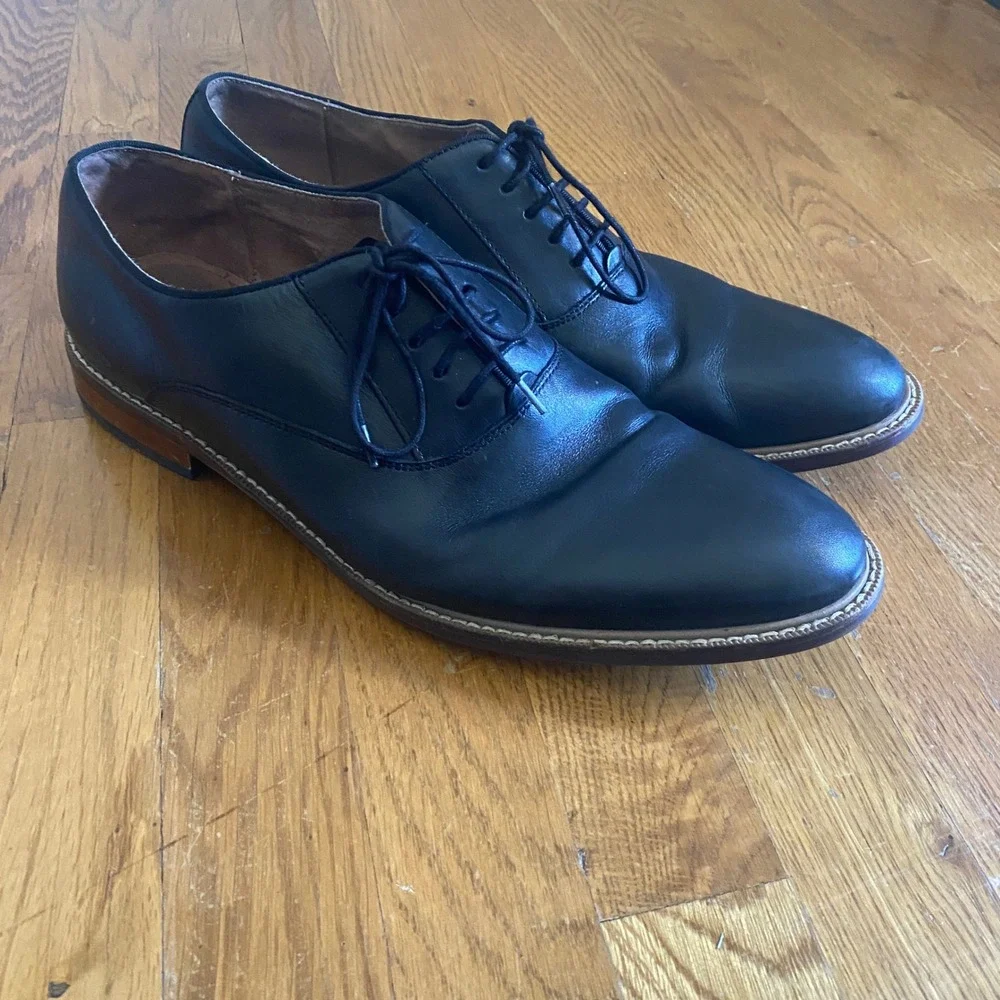 Aston Grey Leu Oxford Mens 12 Black Leather Dress Shoes Old Money Dapper 1006840